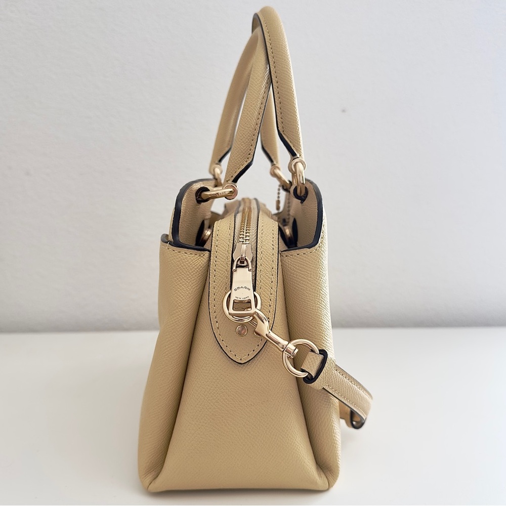 Coach Mini Lillie Carryall Shoulder Bag Crossgrain Leather Vanilla Cream Yellow - Picture 6 of 12